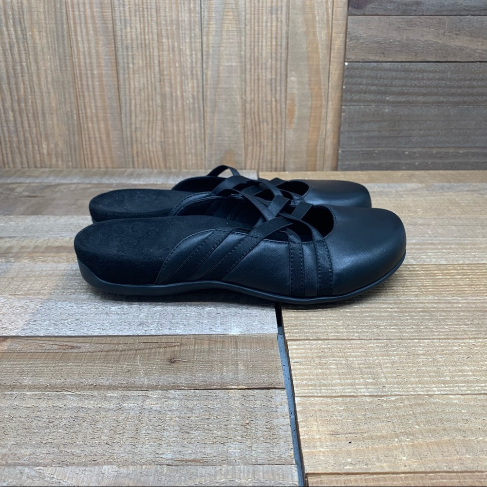 Vionic Claire Straps Comfort Shoes Blk Leather 7